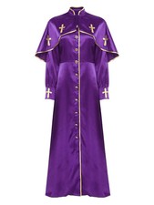 Priester, Kleriker, Klerus Satin Kostüm Lila Gold Gr. 46