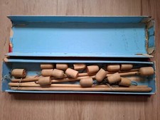 Antikes Angelspiel aus Holz in Originalverpackung