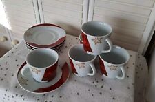 Weihnachts Geschirr - 5 Kaffeetassen mit Untertassen/ Unterteller - 