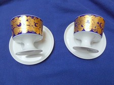 2 " Rosenthal Composition Opus " 2 - teilige Kaffee Gedeck e. Blau + Gold Dekor