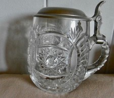 Bierkrug Zinndeckel KROPF MARTINI Biere Nachtmann Kristall mit Schliff 50er rar