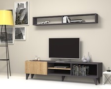 Schrank grau eiche und - tv-schrank, grau/eiche