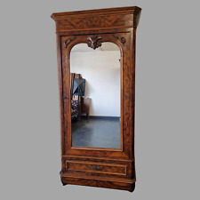 Antiker Kleiderschrank Dielenschrank Nussbaum Spiegeltür Schnitzereien um 1850