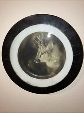 August Schleich (1814-1865) Rauchmalerei „Spiesser“ junger Hirsch auf Porzellan