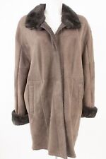 CHRIST Mantel Lammfellmantel Ledermantel Sehr leicht! Damen Gr. DE 44 Beigegrau