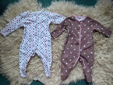2x Set Strampler Overall Body Langarm Gr. 50 56 Baby Kleidung mit Punkte