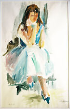 Junge Frau Tanzkleid Aquarell 1958 Michaela Krinner 1915-2006 Tänzerin Salzburg