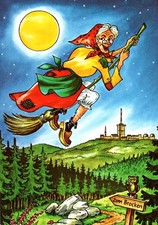 pk2731 - AK  -- Harz - zum Brocken -- Hexe auf Besen