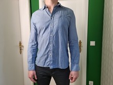 Herren Hemd Mustang Business Büro Baumwolle Hochzeit Jugendweihe Blau Jeans L