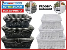 WEIDE WEIDE AUFBEWAHRUNGSKÖRBE AUSKLEIDUNG OSTERN GESCHENK DISPLAY LEBENSMITTELKORB 3er SET