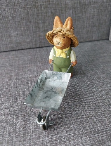 Dekofigur hase mit schubkarre - mit,