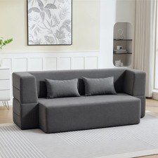 HOMCOM 2-Sitzer-Schlafsofa aus Schaumstoff mit breiten Armlehnen, 2 Kissen