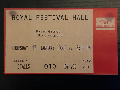 David gilmour concert ticket - david,