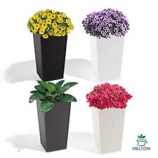 Blumenkübel Rattan Optik Eckig Blumentopf Pflanzkübel SET 4 Farben 5 Größen Poly