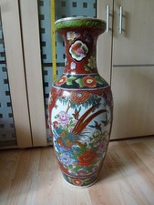 Bodenvase Porzellan Chinesisch China 60 cm gross bemalt Fasan Vintage TOP schön