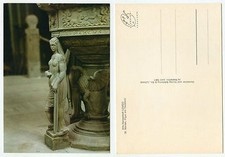 24505 - Lemgo - St. Marien - Figur am Taufstein - alte Ansichtskarte