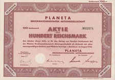 PLANETA Druckmaschinenwerk AG, Radebeul, im August 1942, 100 RM