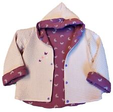Jacke Zipfeljacke Wendejacke Schmetterlinge  Kapuze Waffelpique Kinder bestickt