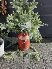 Alte große Milchkanne mit Henkel - Rot - Vintage - Weihnachtsdekoration