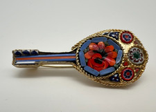 Brosche Mandoline/Violine Mikromosaik Millefiori. Vintage.