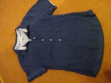 Damen Sommerbluse kurzarm Bluse dunkelblau mit weißen Punkten H&M Gr. 40 wie NEU