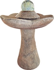 Wasserspiel Gartenbrunnen Säule sandfarbend Farbwechsler Glaskugel  Neu