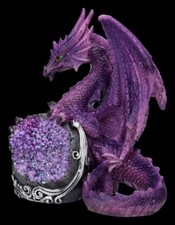 Drachenfigur lila mit Kristall