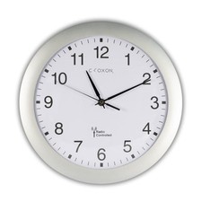 CLOXON Funkwanduhr 30 cm silber Wanduhr Funk ohne Geräusche 