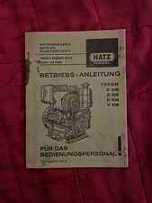 Diesel Hatz  E 108 Z 108 D 108 V 108 Betriebsanleitung Bedienungsanleitungen 
