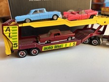 Majorette Autotransporter Auflieger LKW , weinrot-gelb, 600er Serie AL5 autoline