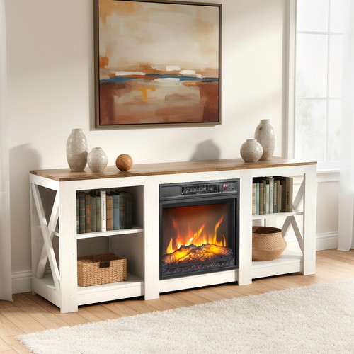 150cm ständer mit kamin - tv-ständer,