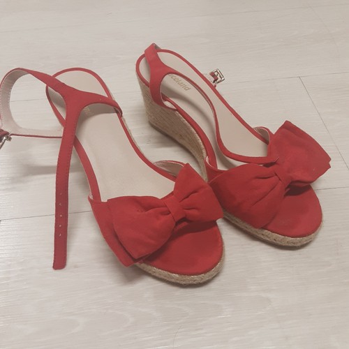 Rote schleifen schuhe wedges - schleifen,