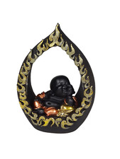 Buddha Mönch LED beleuchtet Monk Bonze Deko Thai Figur Skulptur Zen Feng Shui 