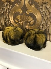 CHINCHILLA MANSCHETTEN CHINCHILLA PULSWÄRMER PELZ MANSCHETTEN PELZ STULPEN GELB