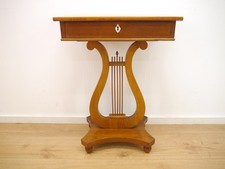 Biedermeier Tisch Nähtisch Beistelltisch Lyra Mahagoni hell um 1900