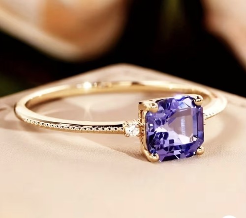 Gold amethyst solitär ring - gold,