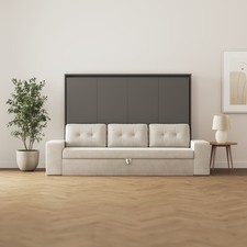 Schrankbett 160x200 Horizontal M2 (Tiefe 55cm) inkl.SOFA Sandgrau 