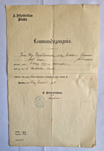 Leumundszeugnis urkunde - leumundszeugnis,