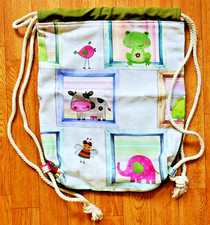 Stoff-Rucksack Turnbeutel Bag_Frosch Kuh Elefant Biene_gefüttert mit Innentasche