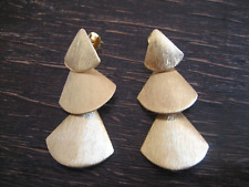 skulptural Statement Ohrringe Hänger Chandelier 925er Silber gold gebürstet NEU