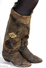 Stiefel Leder Damenstiefel Vintage Ethno Inka Lederstiefel Western Indianer 35