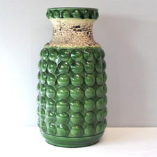 Bay Keramik Bodenvase Bubble/Noppen Vase grün Design Bodo Mans H 40cm 60er Jahre