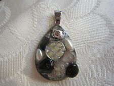 H10 Extravaganter Designer Bergkristallanhänger Turmalin Zuchtperle Epoxidharz