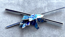 XXL-Brosche Ehinger Schwarz Silber Emaille Anstecknadel blau