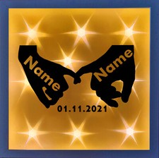 Hand in Hand, Persönlicher Leucht Liebespaar LED Bilderrahmen für Wand und Regal