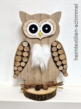 3D Dekofigur WEIHNACHTEN Holzdeko WINTER Fenster Regal Holz Dekoration EULE DEKO