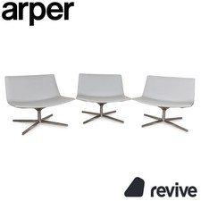 Arper Catifa 80 Leder Sessel-Garnitur Blau Blaugrau Hellblau Drehfunktion Set