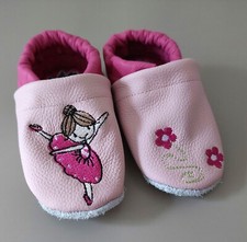 Baby Krabbelschuhe, Lauflernschuhe  Leder bestickt personalisiert Ballerina