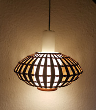 Skandinavische Deckenlampe Opalglas & Holz/Korbweide Vintage ohne OVP