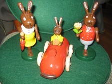 3 Osterhasen Holz Handarbeit